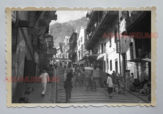 1940s CENTRAL STEP STREET SCENE LADY MAN OLD VINTAGE HONG KONG Photo 04008 香港旧照片