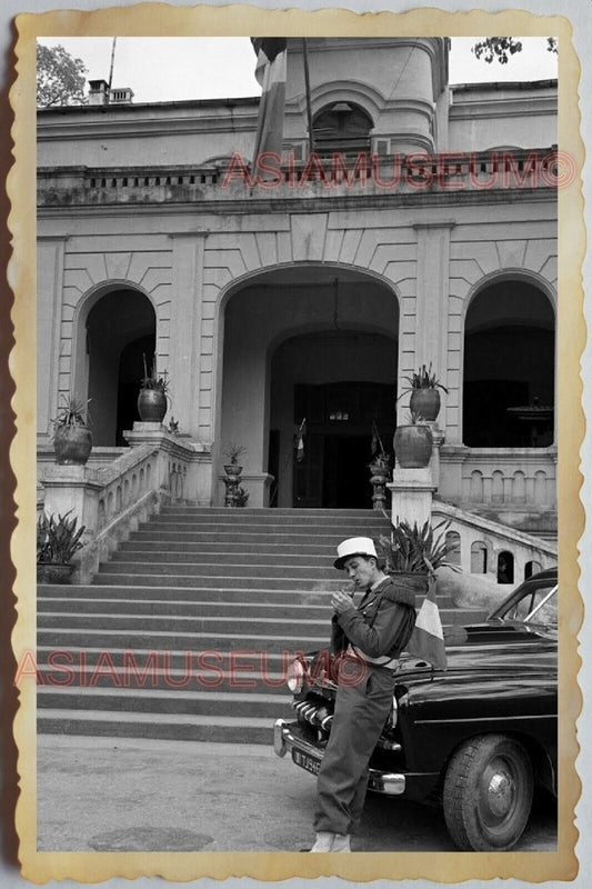 60s Vietnam War CAR CITY HALL  FRENCH ARMY UNIFORM SMOKING Vintage Photo 1099