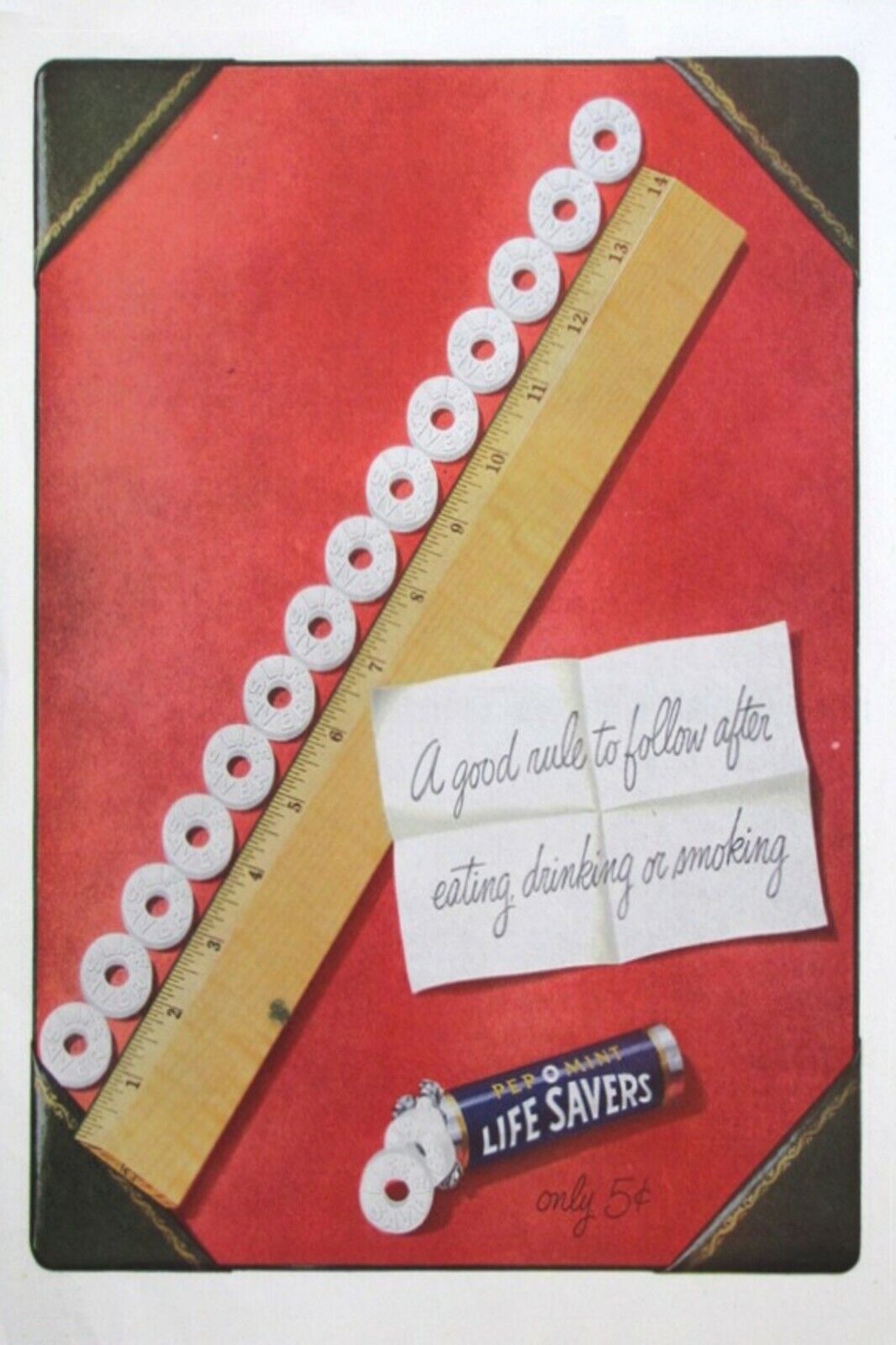 Life Saver Mint Polo Sweets Candy Ruler Ads Vintage Advertisement Postcard #018