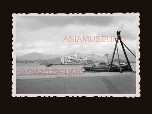 1940's B&W Harbor Ship Ferry Terminal Pier Vintage Hong Kong Photo 香港旧照片 #2310