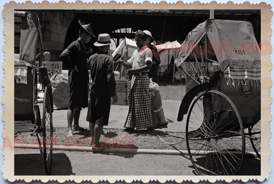 WW2 Little India Waterfront Rickshaw Man Salvage  Vintage Singapore Photo 17800