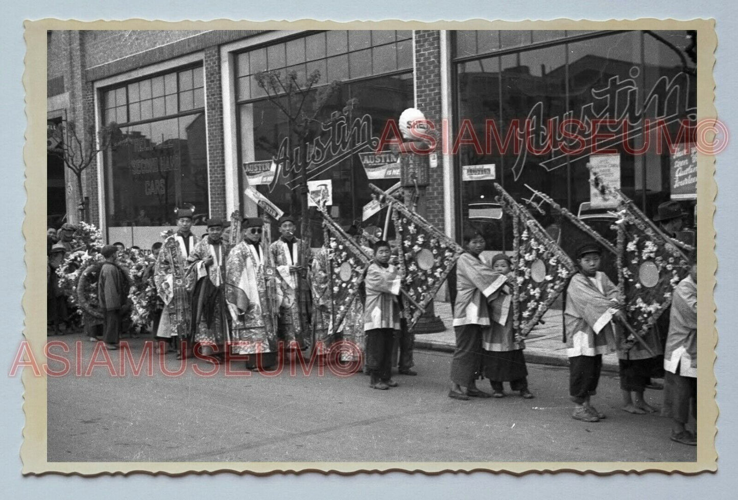 1940s PARADE PRAY STREET SHOP FLOWER Vintage China Shanghai Photo #232 中国上海老照片