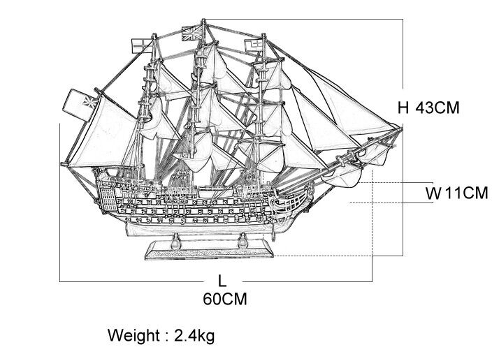 24" HMS VICTORY BRITISH GREAT BRITAIN EMPIRE COLONY FLAG Wood Vintage Model Ship