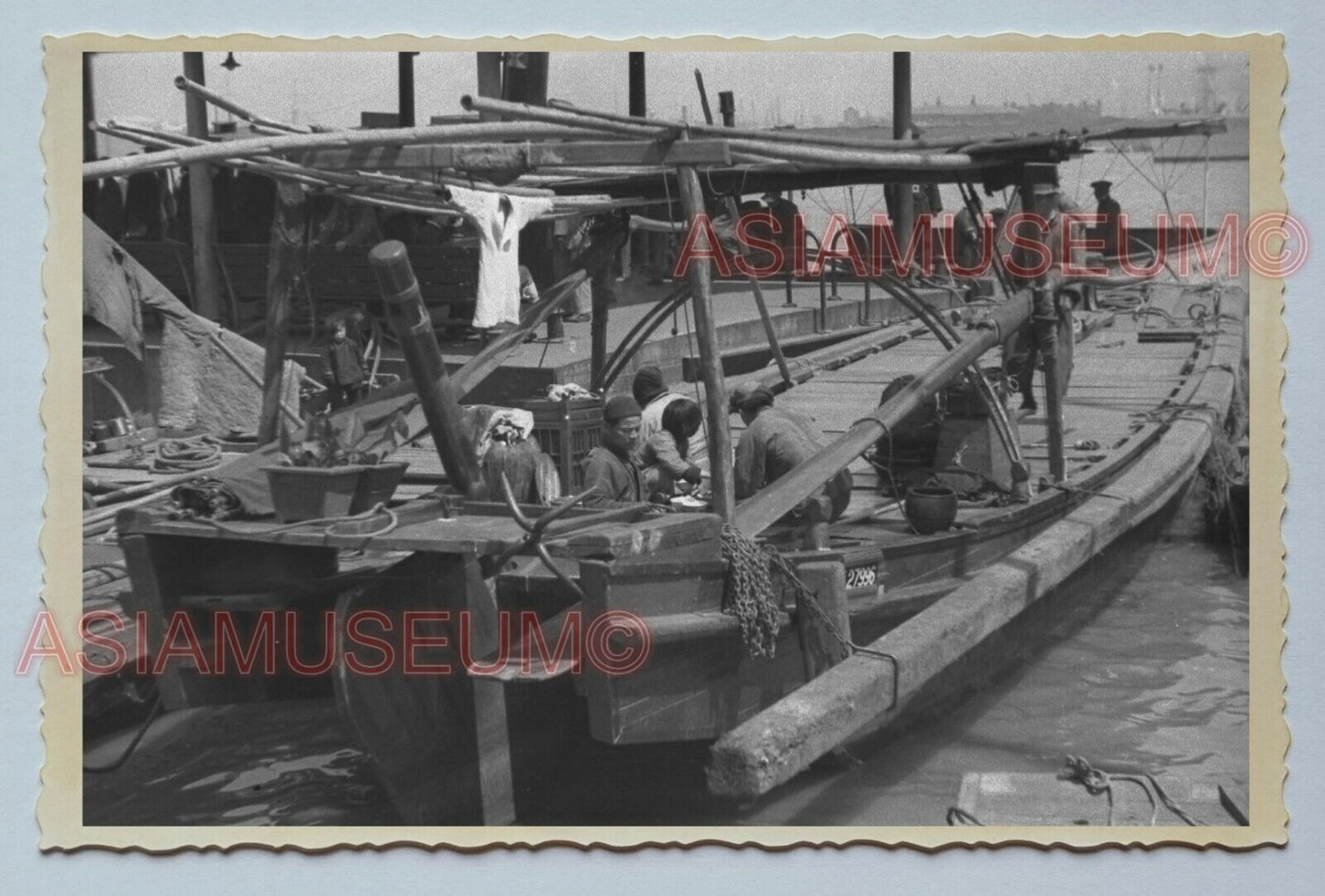 1940s SHIP LABOR CARGO PIER HARBOR Vintage China Shanghai Photo #3274 中国上海老照片