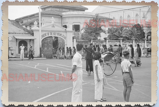 WW2 Street Convent Rickshaw Nuns Church Children  Vintage Singapore Photo 17594