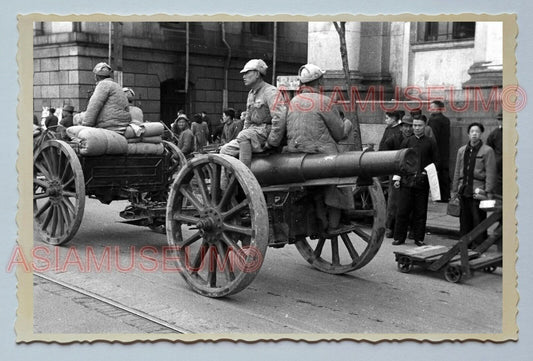 40s WW2 SOLDIER ARMY MILITARY CANNON Vintage China Shanghai Photo #207 中国上海老照片