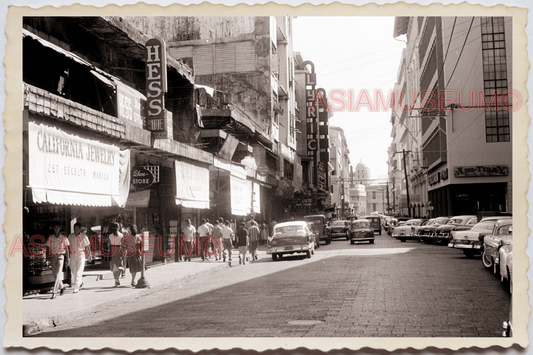 50s PHILIPPINES MANILA STREET SCENE SHOP STORE CAR TRAFFIC Vintage Photo 26310