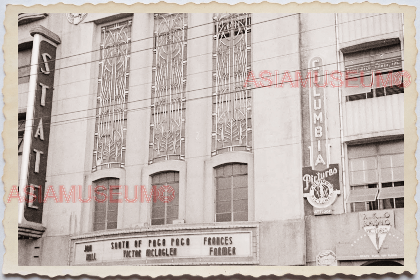 50s PHILIPPINES MANILA STATE MOVIE THEATER CINEMA COLUMBIA Vintage Photo 18921