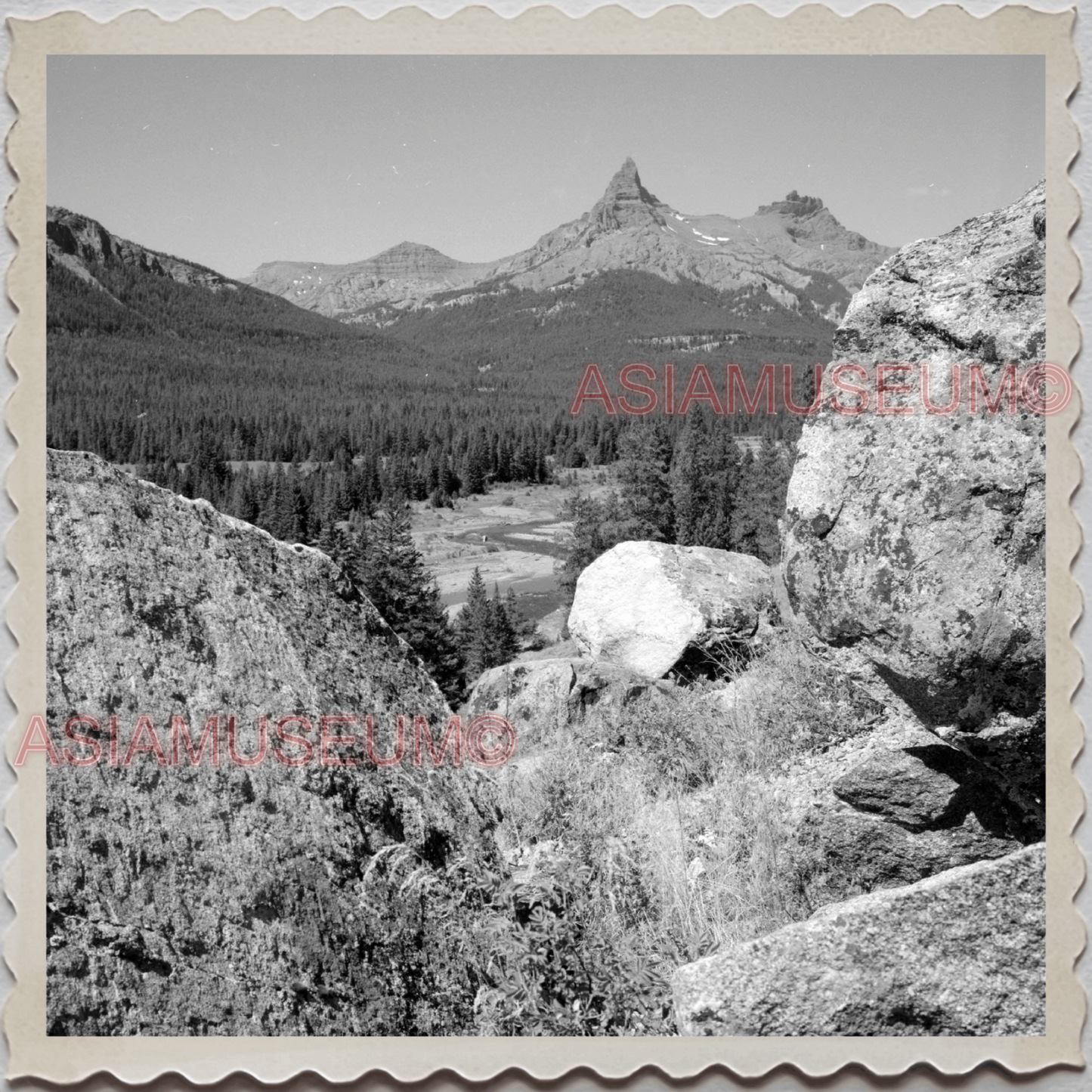 50s YELLOWSTONE NATIONAL PARK WYOMING MOUNTAIN SCENERY VINTAGE USA Photo 10088