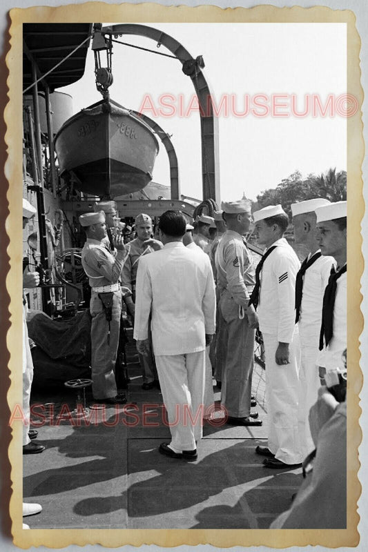 60s Vietnam War BAO DAI KING BOAT SHIPPING FRENCH NAVY SAILOR Vintage Photo 1102