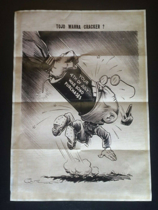 1944 WW2 USA AMERICA ANTI JAPAN TOJO CRACKER BOMB WAR FLAG PROPAGANDA POSTER