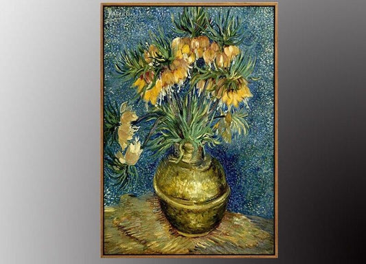 VAN GOGH Fritillaries in a Copper Vase OiL Painting 50x70cm Vintage Gold FRAMED
