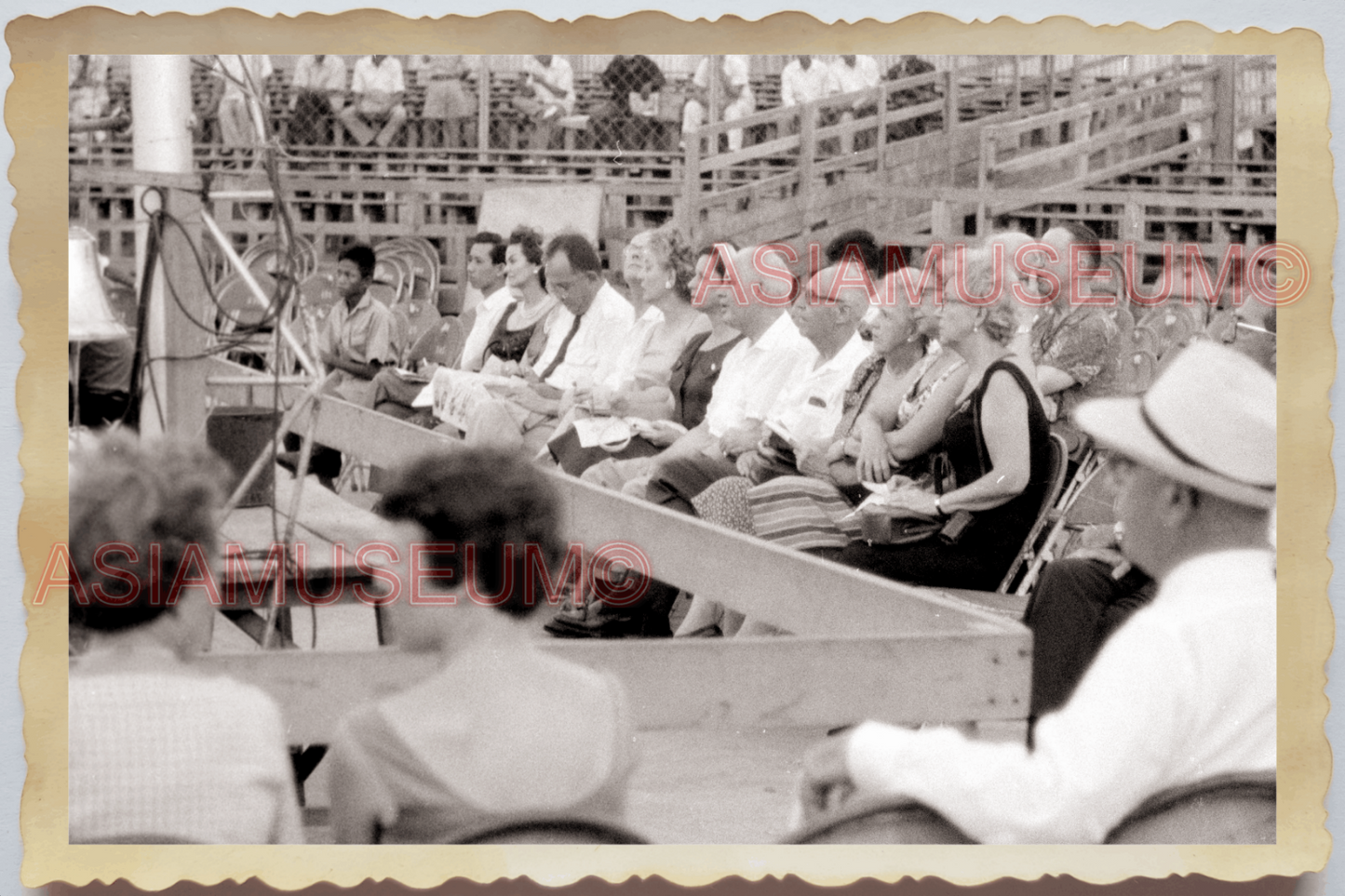 50s THAILAND BANGKOK MUAY THAI BOXING MATCH RING SPECTATOR Vintage Photo 30085