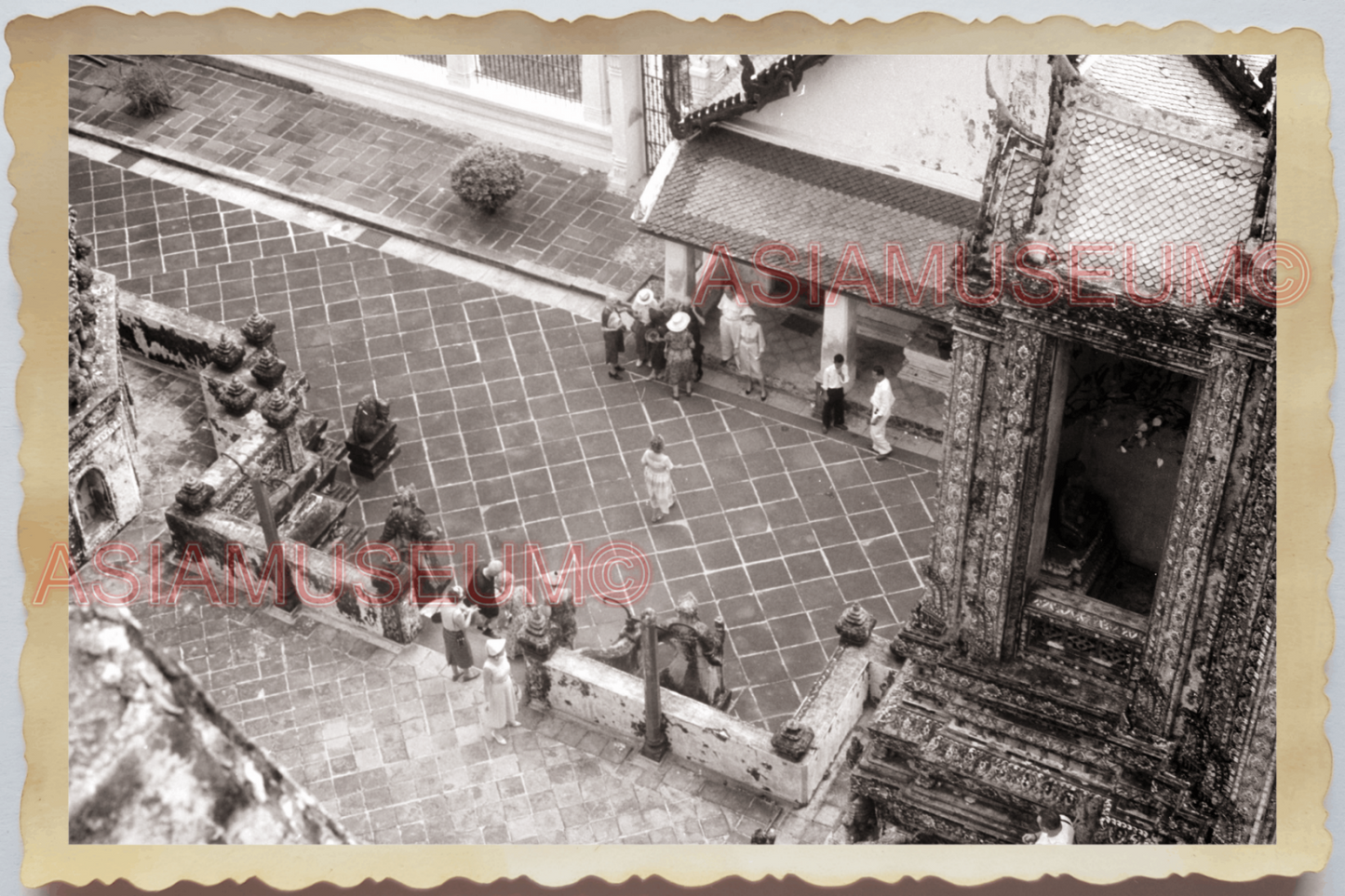 50s THAILAND BANGKOK WAT ARUN BUDDHA TEMPLE OF DAWN TOURIST Vintage Photo 28292