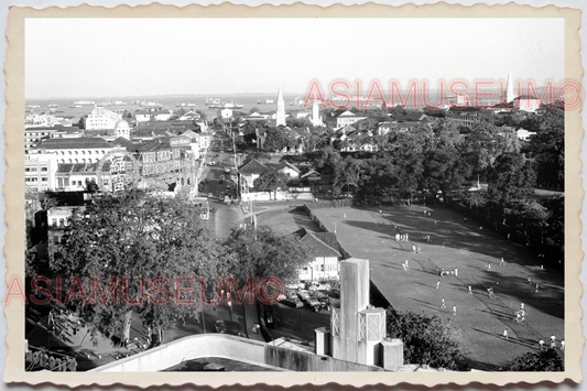 50s PHILIPPINES MANILA AERIAL VIEW FIELD CHURCH SPANISH HALL Vintage Photo 27080