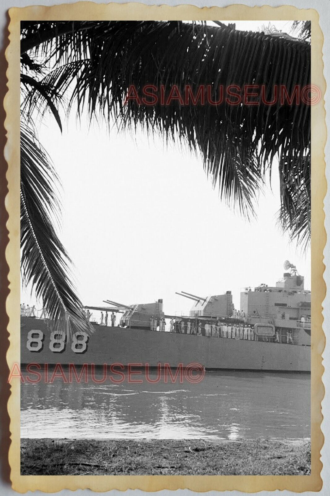 40s Vietnam War SAIGON FRANCE NAVY BATTLESHIP WARSHIP GUN B&W Vintage Photo 1444