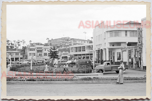 50s PHILIPPINES LUZON BAGUIO STREET SCENE TRUCK POLICE SHOP Vintage Photo 24234