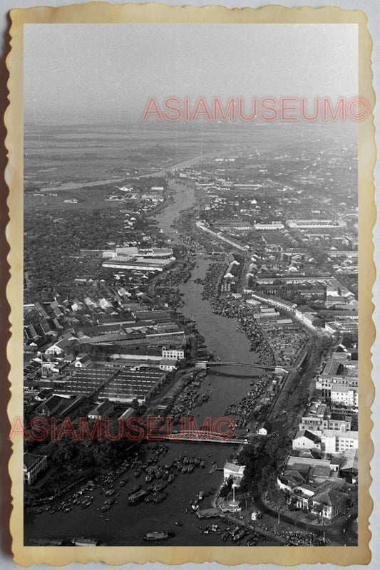 40s Vietnam War SAIGON MEKONG RIVER PORT AERIAL VIEW PLANE  Vintage Photo 1673