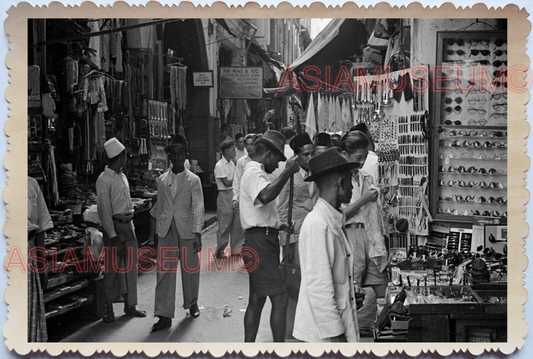 WW2 Street Scene Market Chinatown Store Seller B&W Vintage Singapore Photo 17560