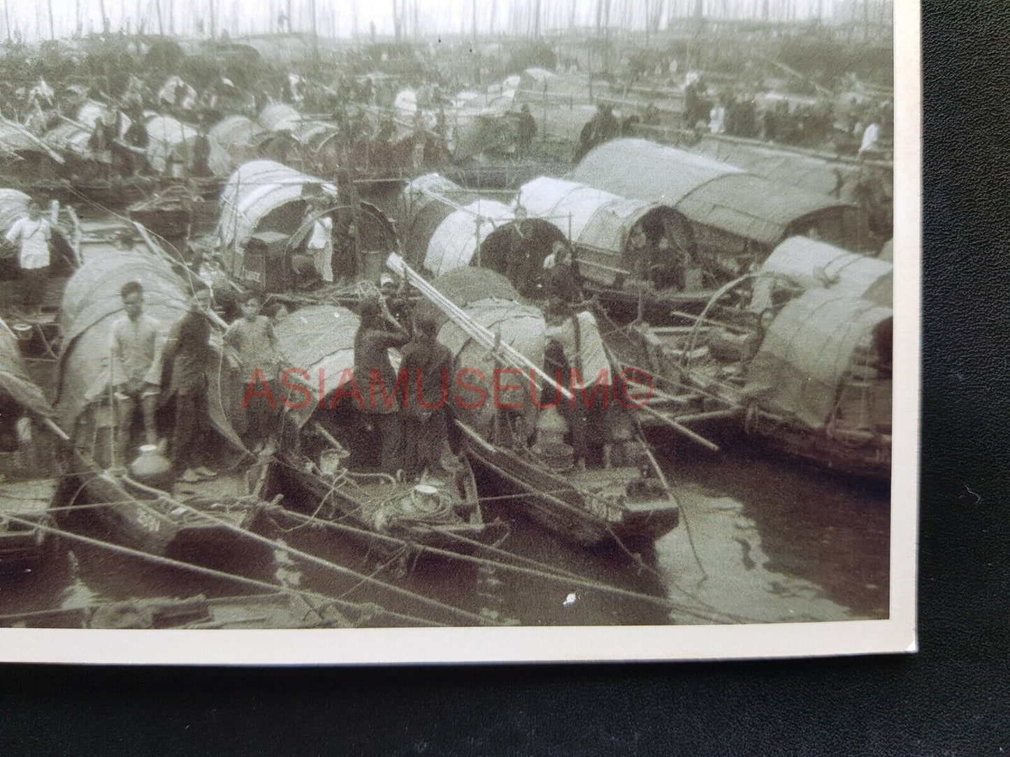 Aberdeen Sampan Boat Boy Chinese Vintage B&W Hong Kong Photo Postcard RPPC 1706