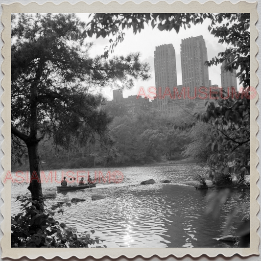 50s MANHATTAN NEW YORK CITY CENTRAL PARK ROW BOAT POND VINTAGE USA Photo 11218