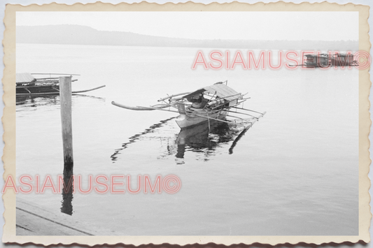 50s PHILIPPINES BOAT HOUSE SHIP SAIL SAMPAN ISLAND PIER PORT Vintage Photo 29685