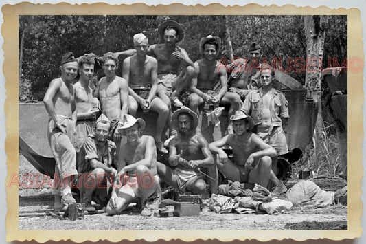 50s Indochina Vietnam Army Topless Man Soldier Group Gay War Vintage Photo 1346