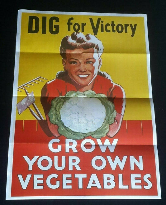 1943 WW2 USA AMERICA WOMEN LADY GIRL VEGETABLE VICTORY WAR  PROPAGANDA POSTER