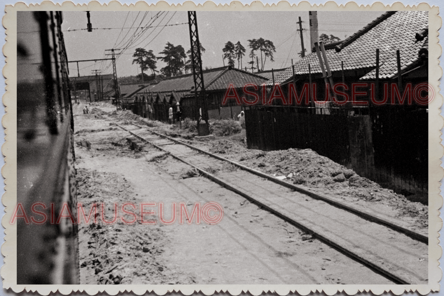 WW2 50s JAPAN KOBE RAILROAD TRACK RAILWAY TRAIN TERMINAL  Vintage Photo #18806