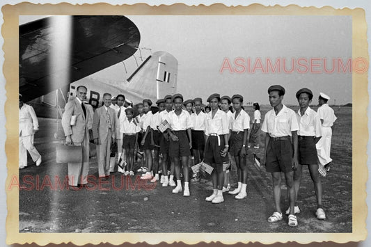 50s Vietnam War Saigon AIRFIELD AIRPLANE AIRCRAFT FRENCH BOYS Vintage Photo 1241