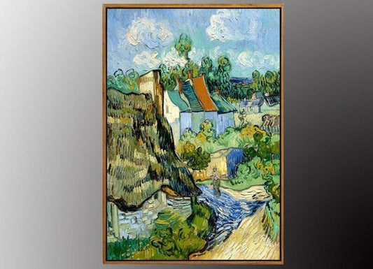 VAN GOGH Houses in Auvers Canvas Oil Painting Art Print 50x70cm Gold FRAMED
