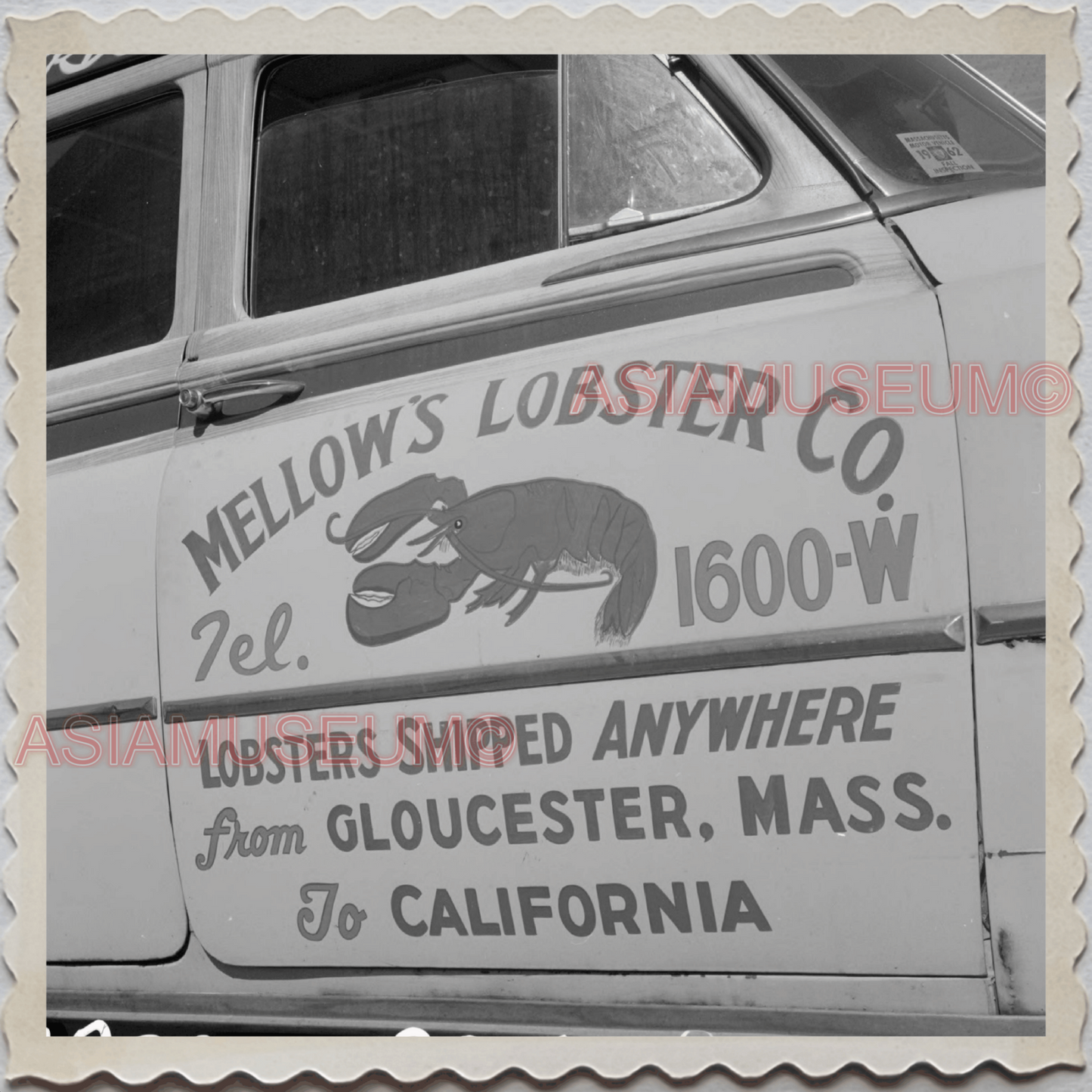 50s GLOUCESTER HARBOR ESSEX MASSACHUSETTS LOBSTER TRUCK VINTAGE USA Photo 10372