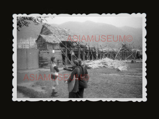 1940s Typhoon Damage House Village Vintage B&W Old Hong Kong Photograph #1692