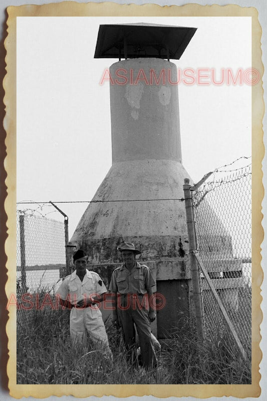 50s Vietnam SAIGON ARMY SOLDIER MILITARY GUARD TOWER FORTRESS Vintage Photo 674