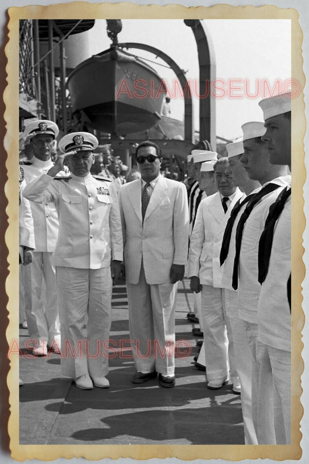 50s Vietnam SAIGON FRANCE GENERAL MARINE NAVY BAO DAI PRINCE Vintage Photo #1060