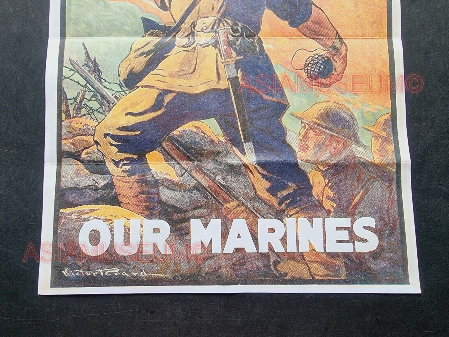 1943 WW2 USA AMERICA MARINES NAVY BATTLE PACIFIC WAR ISLANDS PROPAGANDA POSTER