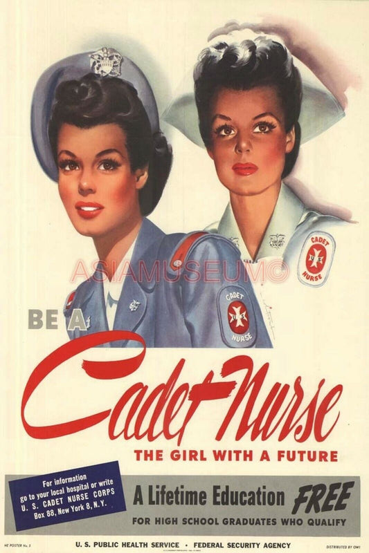 1944 WW2 USA AMERICA WOMEN SEXY LADY CADET NURSE WAR RED CROSS ARMY CAP Postcard