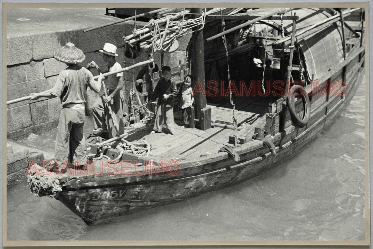 1940s Boat House Pier Sampan HONG KONG VINTAGE PHOTO POSTCARD RPPC 690 香港舊照片明信片