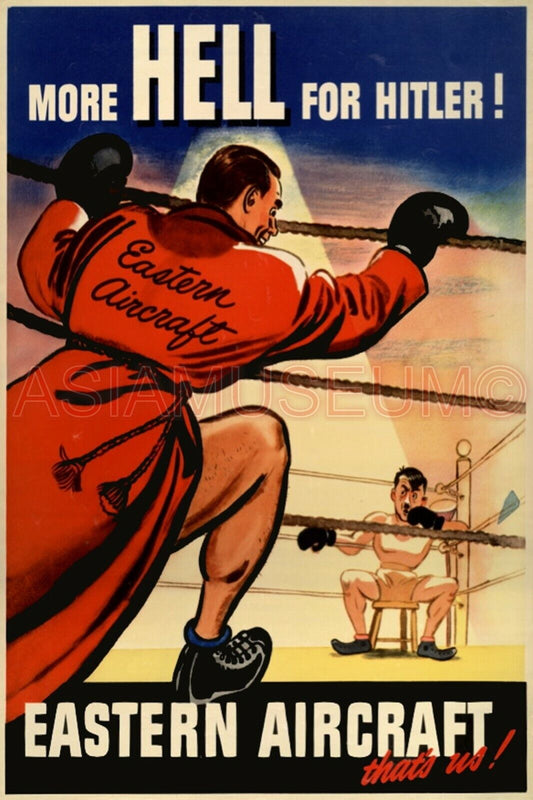 1942 WWii USA AMERICA EASTERN AIRCRAFT BOXING COMIC FUNNY PROPAGANDA Postcard