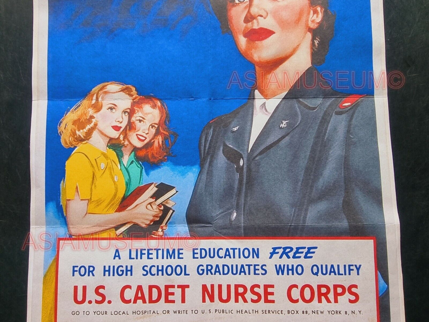 1943 WW2 AMERICA USA WOMEN CADET NURSE CORPS LADY UNIFORM WAR  PROPAGANDA POSTER