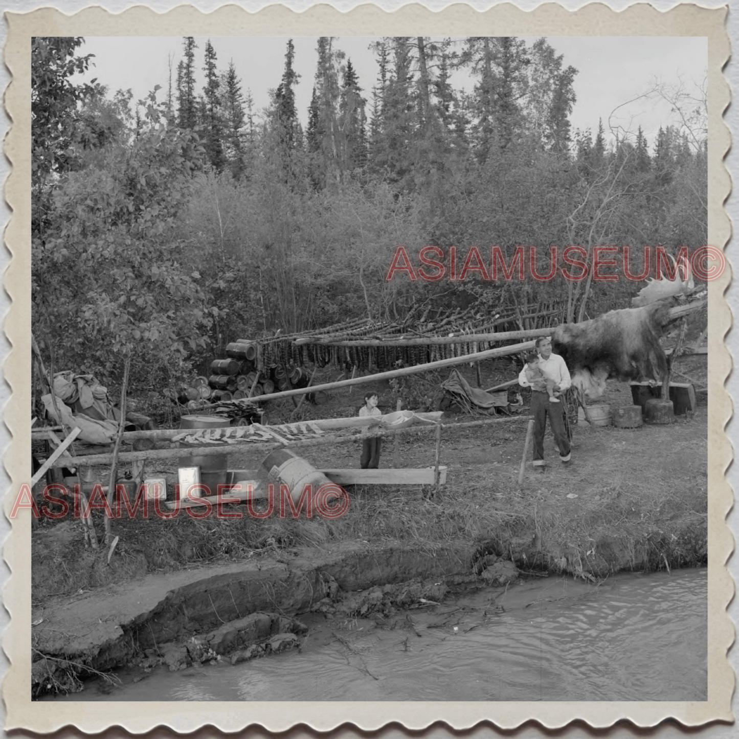 50s FAIRBANKS NORTH STAR BOROUGH ALASKA CAMPING BOY MAN VINTAGE USA Photo 10132