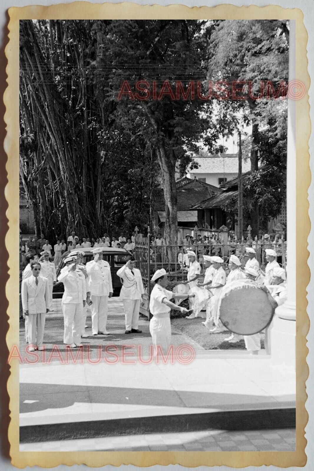 50s Vietnam SAIGON CITY HALL BAND FRANCE FRENCH ARMY USA FLAG Vintage Photo 1010