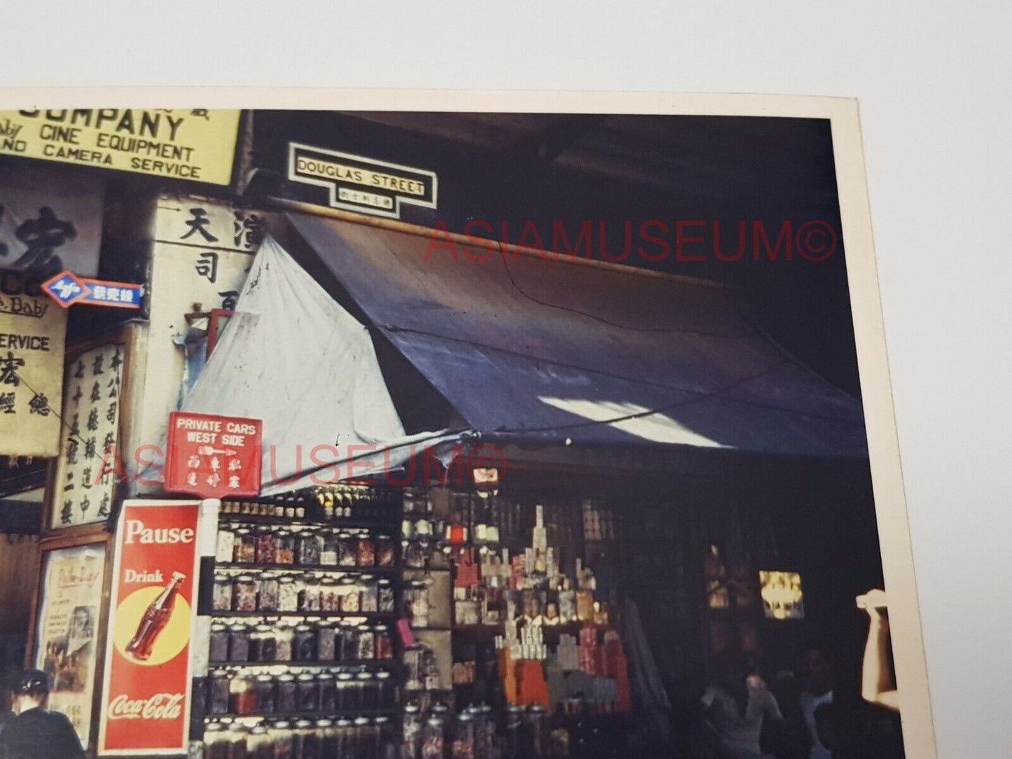 50s Douglas Street Central Scene Ads Sign Shop Hong Kong Photo Postcard RPPC