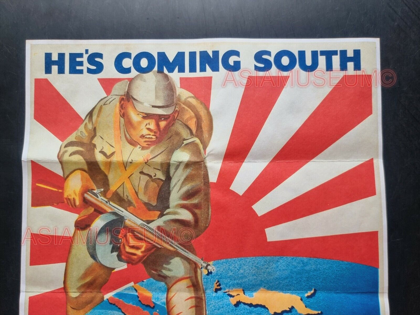 1943 WW2 AMERICA USA AUSTRALIA ASIA PACIFIC WAR FIGHT JAPAN  PROPAGANDA POSTER