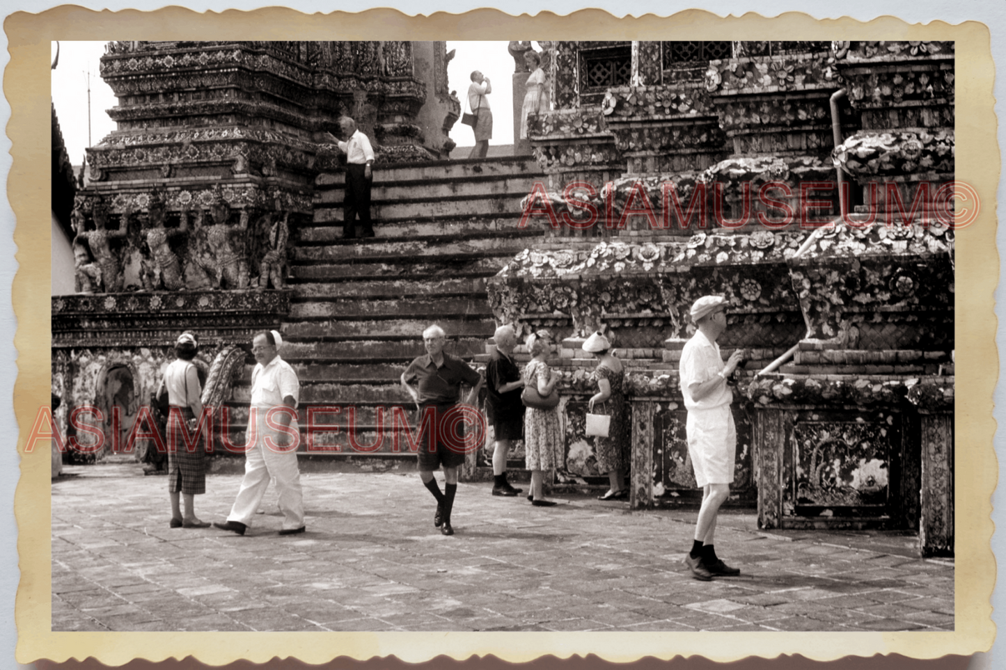 50s THAILAND BANGKOK WAT ARUN TEMPLE CHAO PHRAYA RIVER TOUR Vintage Photo 28141