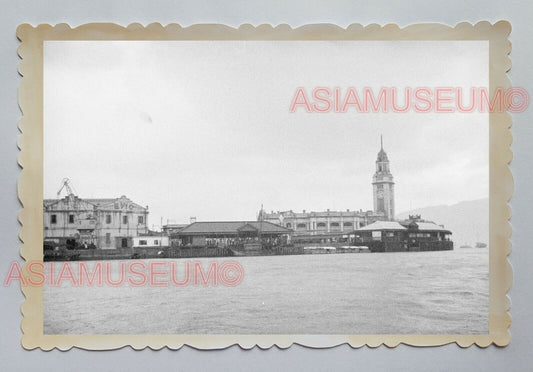 KOWLOON STAR FERRY TERMINAL CLOCK TOWER B&W VINTAGE Hong Kong Photo 18271 香港旧照片