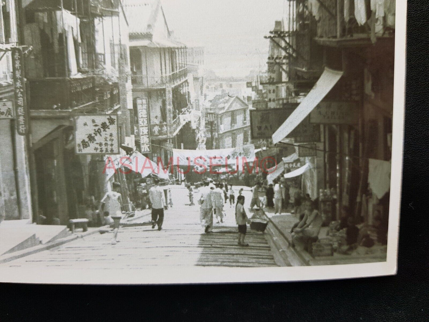 POTTINGER STREET CENTRAL STEPS MARKET WOMEN Hong Kong Photo Postcard RPPC #2478