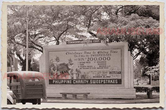 50s PHILIPPINES MANILA BILLBOARD JACKPOT Santa Claus Lottery Vintage Photo 18929