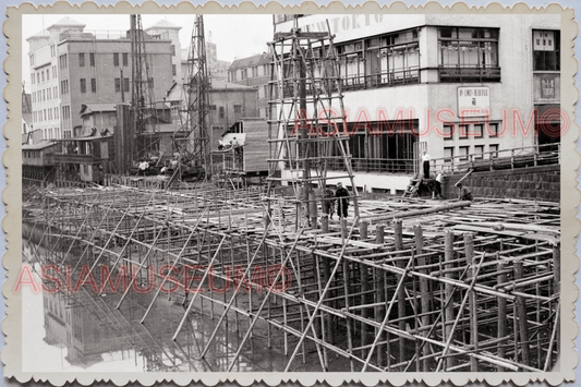 50s JAPAN TOKYO WATERFRONT CONSTRUCTION RIVER SEA PIER Vintage Old Photo 25176