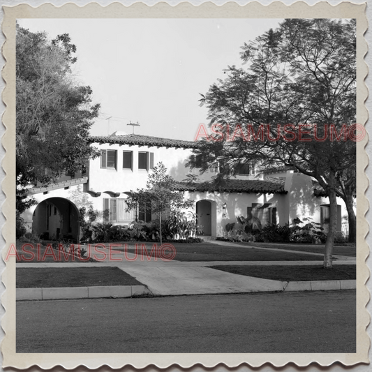 50s LOS ANGELES CALIFORNIA HOUSE STREET GARAGE TREE OLD VINTAGE USA Photo 10157